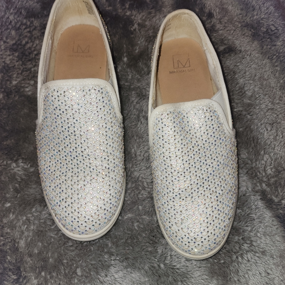 Material Girl Womens Meidyth Low Top Slip On Fashion Sneakers, White, Size 6.5